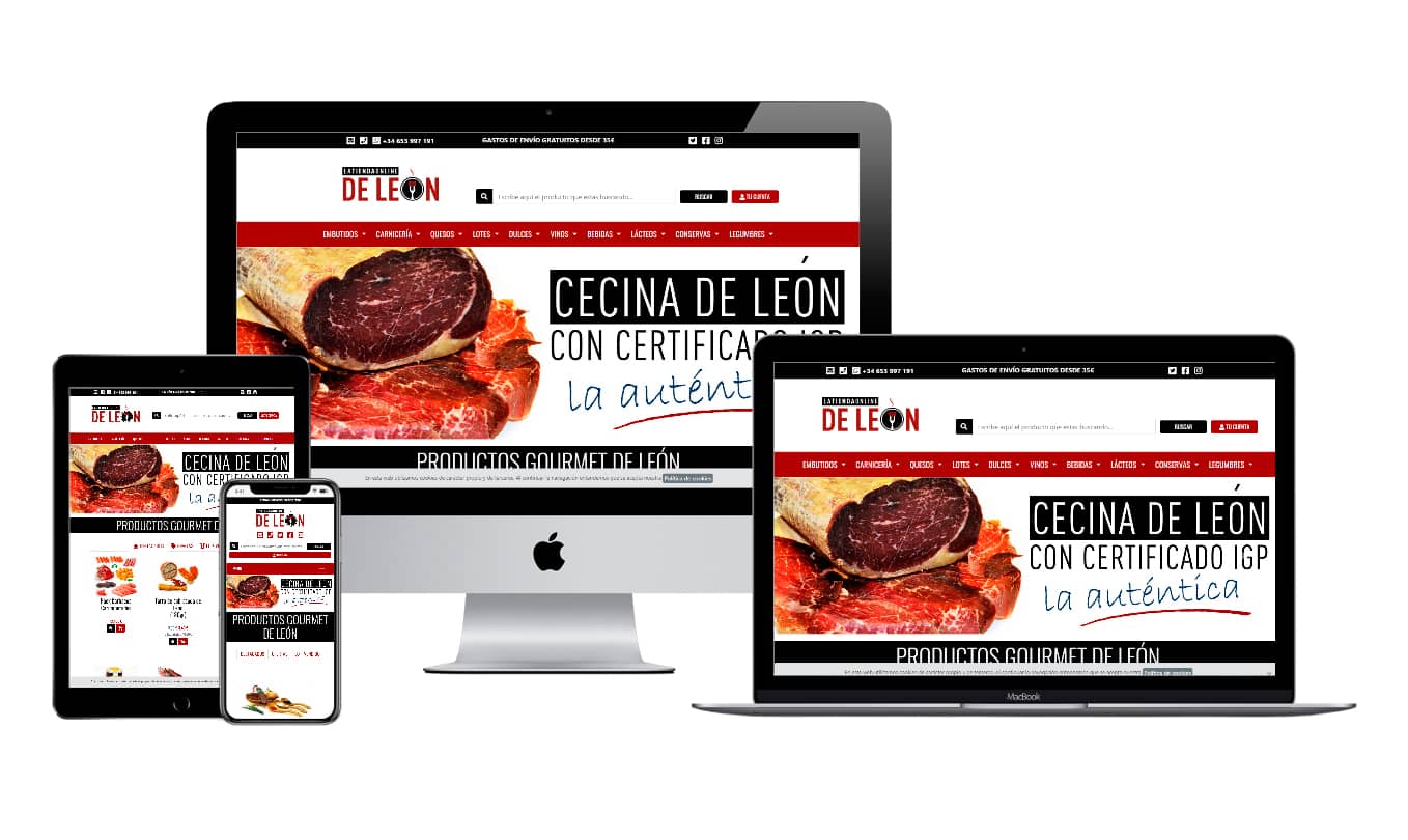 Muestra diseño adaptativo del ecommerce La Tienda Online de León